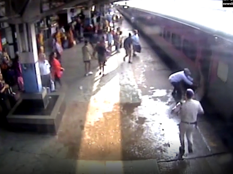 Brave cop rescues passenger after slipping off moving train in central India