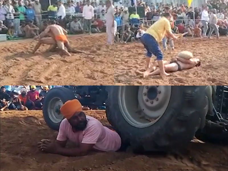 Traditional wrestling, several stunts performed near Line of Control in northern India
