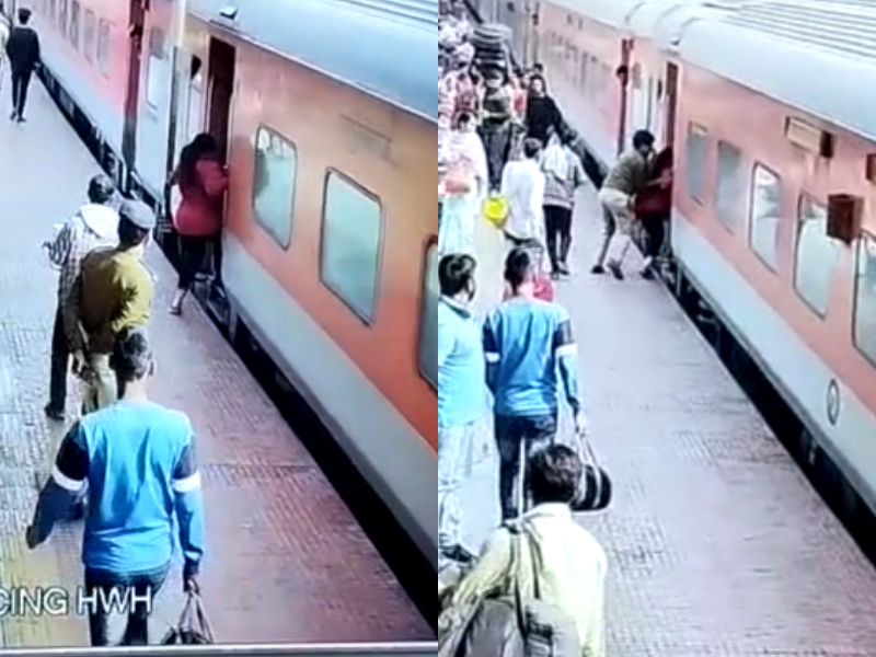 Cop’s vigilance saves life of woman who lost her balance while boarding moving train in eastern India