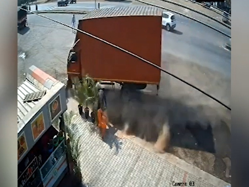 Biker has narrow escape after speeding truck crashes into his vehicle in southern India
