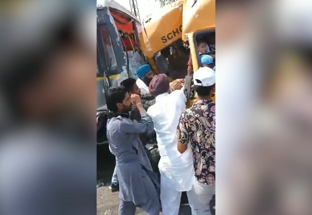 School bus collides with public roadways bus in northern India, 40 children injured