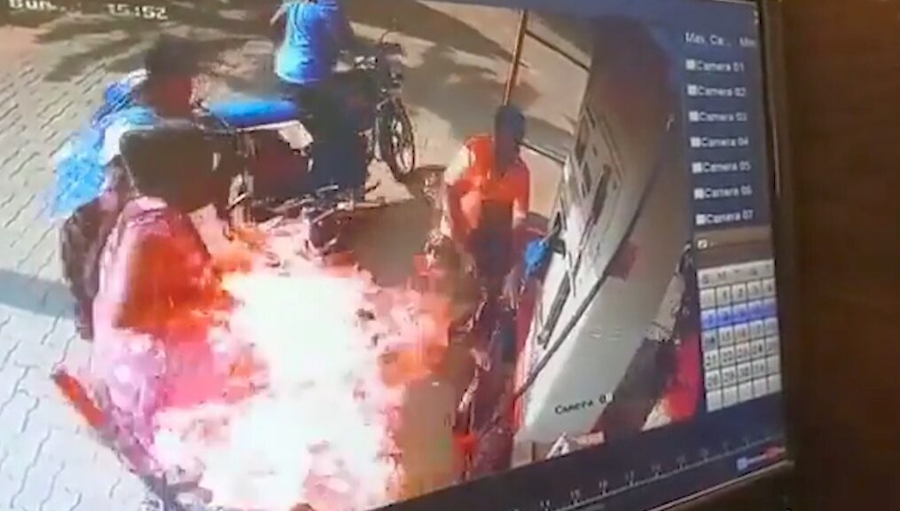 Fire breaks out at petrol pump in southern India