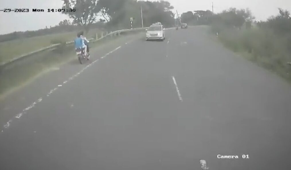 Chilling moment car collides with bus in southern India