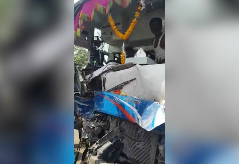 Seven passengers hurt in bus-truck collision in central India, driver fatally injured