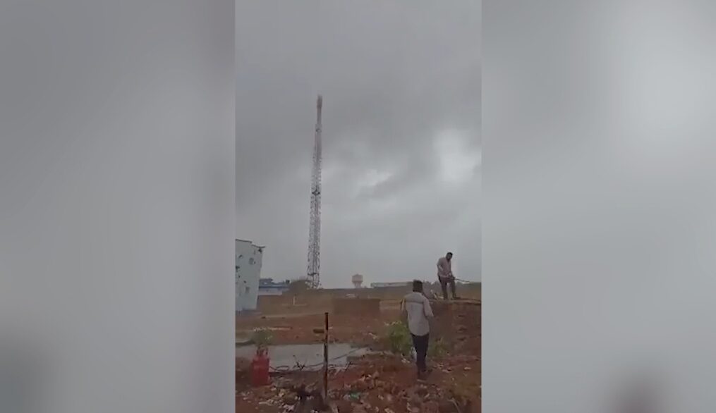 Massive tower demolished to ensure safety during cyclone in western India