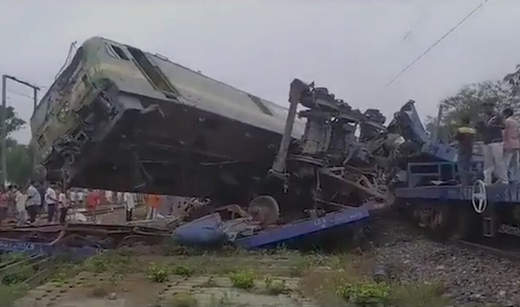Goods trains collide at railway station in eastern India