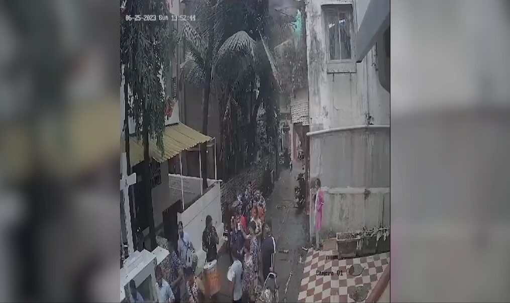 Chilling moment balcony collapses during procession in western India