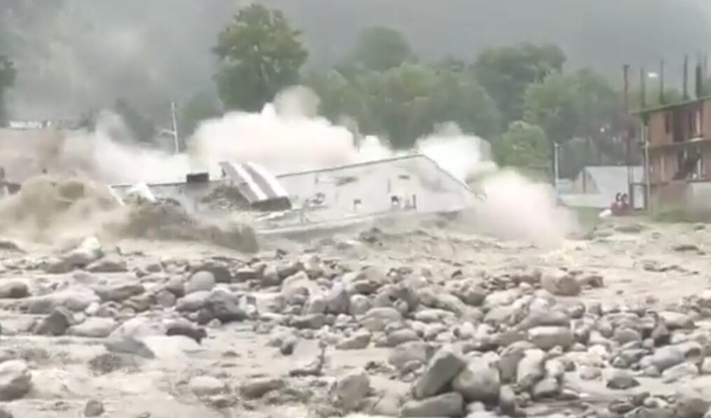 Hotel on river bank gets washed away due to flash flood in northern India