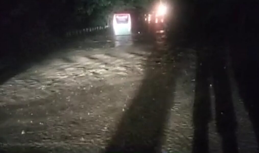 Bus gets stuck in flooded area in southern India