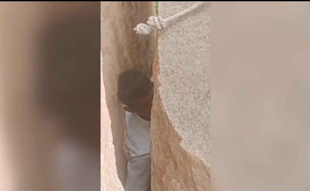 Youth gets stuck inside rocks while looking for goat in southern India