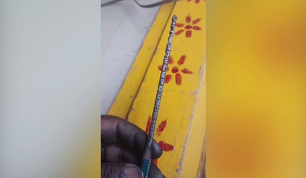 Miniature artist sculpts Independence Day message on pencil lead in eastern India