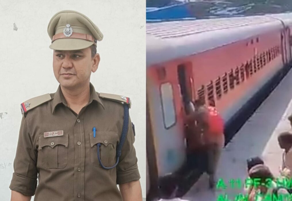 Brave cop rushes to rescue of passenger who slipped while boarding moving train in northern India