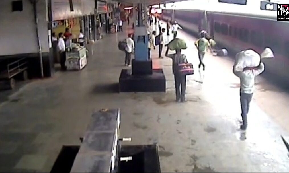 Cops save elderly man after he slips while boarding train in central India
