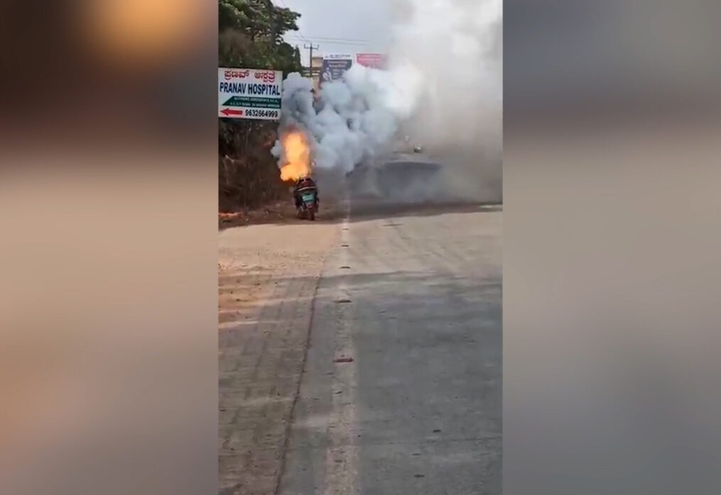 Electric scooter catches fire in southern India
