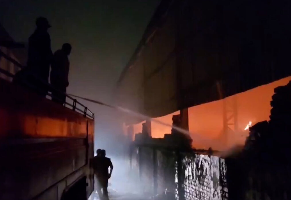 Officials come to rescue after massive fire breaks at warehouse in northern India