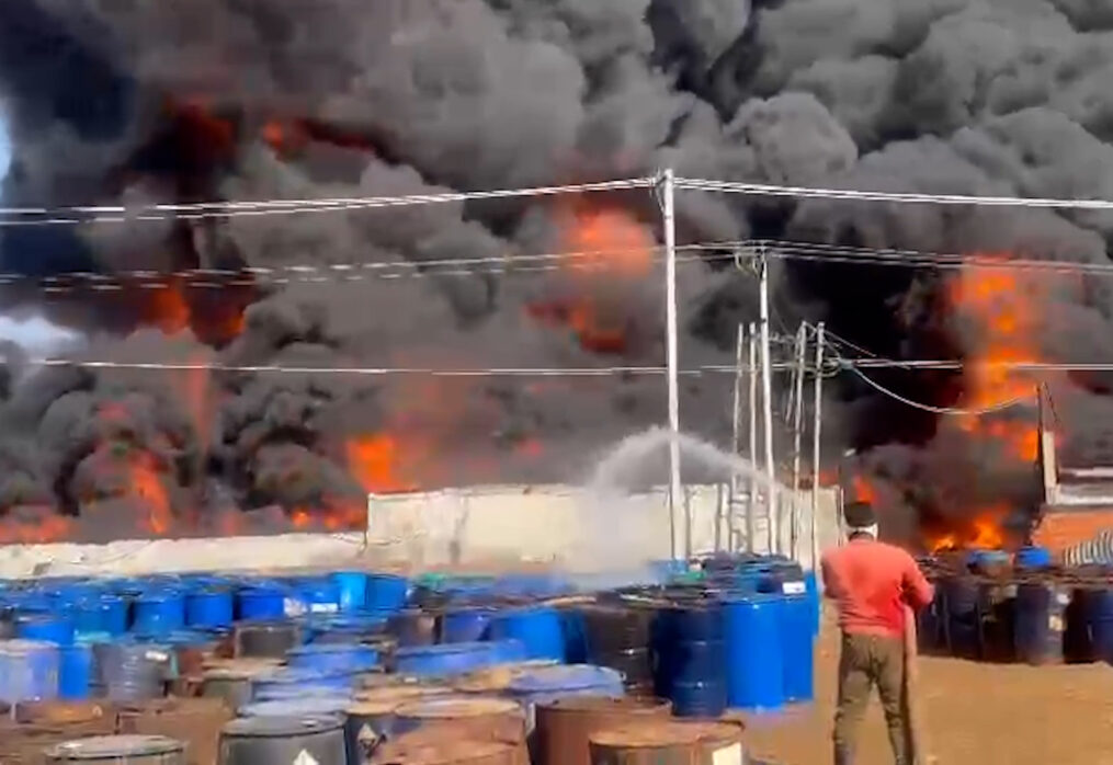 Officials come to rescue after massive fire breaks out at chemical factory in northern India