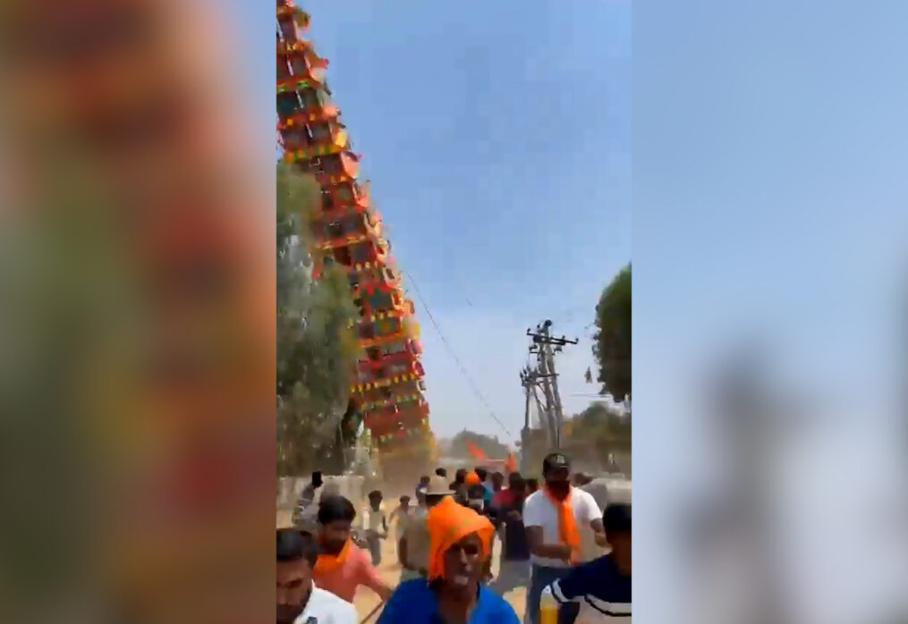 Massive 120-foot chariot falls during fair in southern India