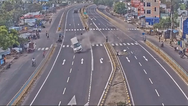 Speeding car hits moped, flips over and rams into divider in southern India